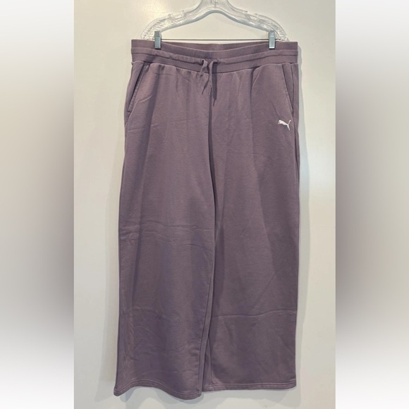 Puma Women's Plush Lounge Pants Drawstring Waist Purple XXL Relaxed Fit - Picture 4 of 7